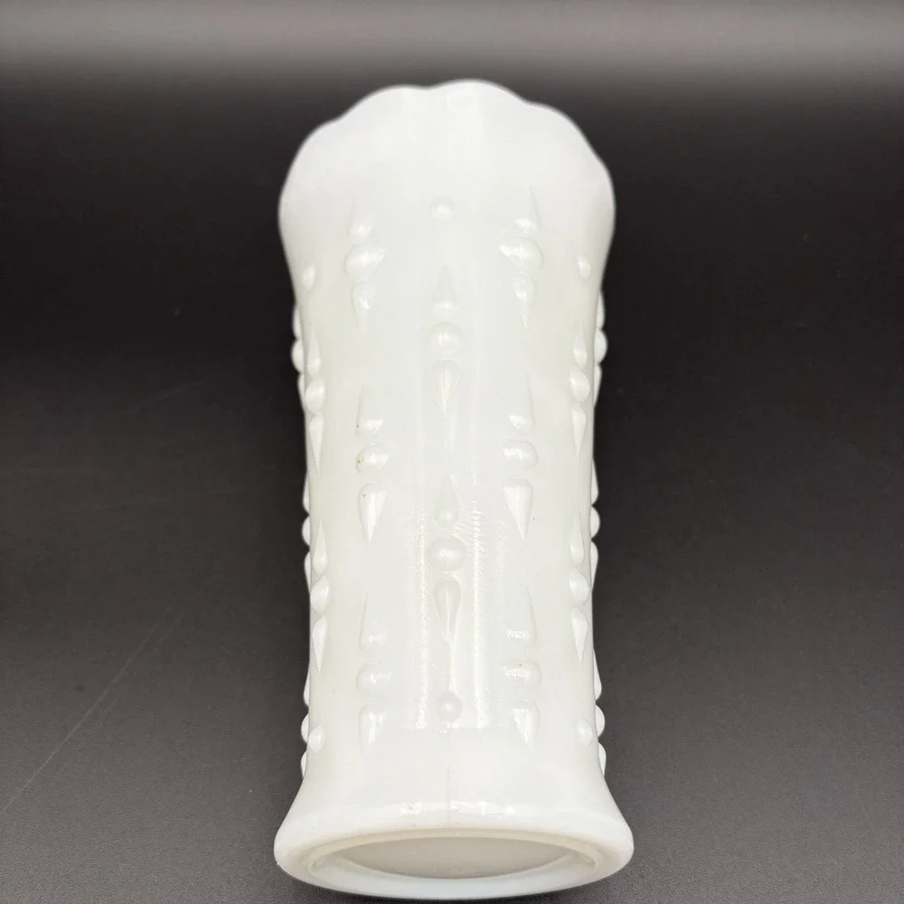 Vintage 1960's Anchor Hocking Milk Glass Vase | Teardrop and Pearl | White Decor